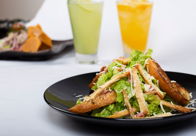 Caesar salad with croutons and parmesan