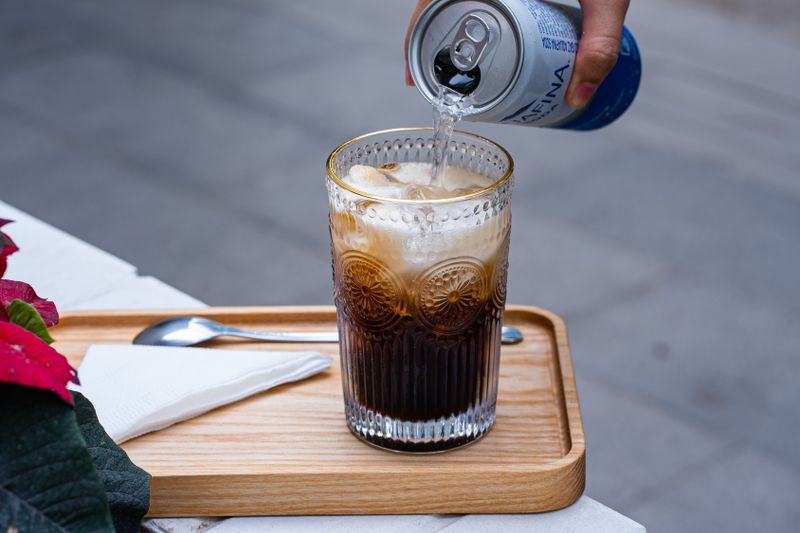 Cold soda drinks selection