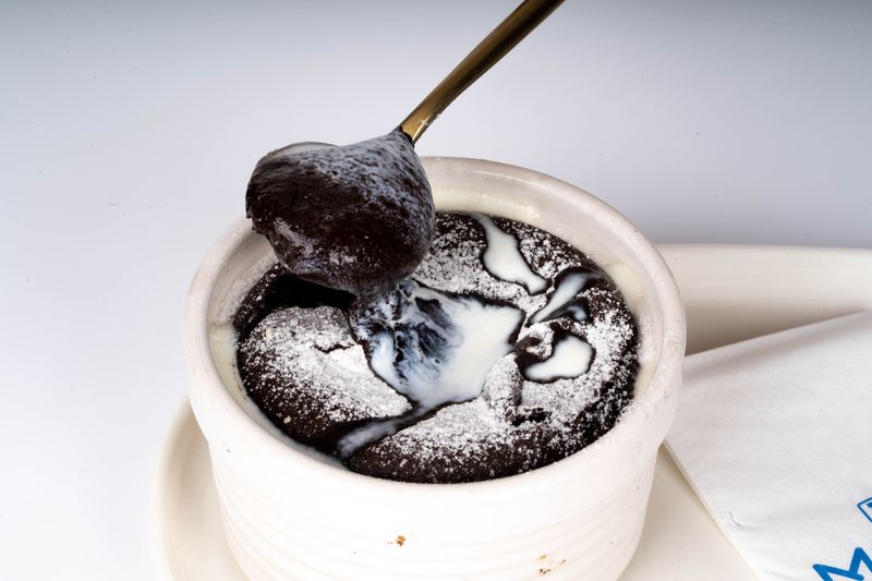 Chocolate lava cake with vanilla ice cream